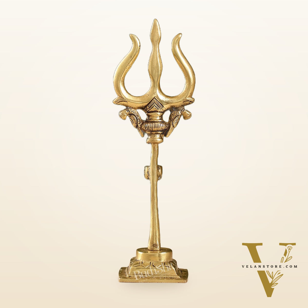 Handcrafted Brass Lord Shiva Trishul with Damru - Perfect for Small Temples