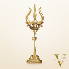 Handcrafted Brass Lord Shiva Trishul with Damru - Perfect for Small Temples