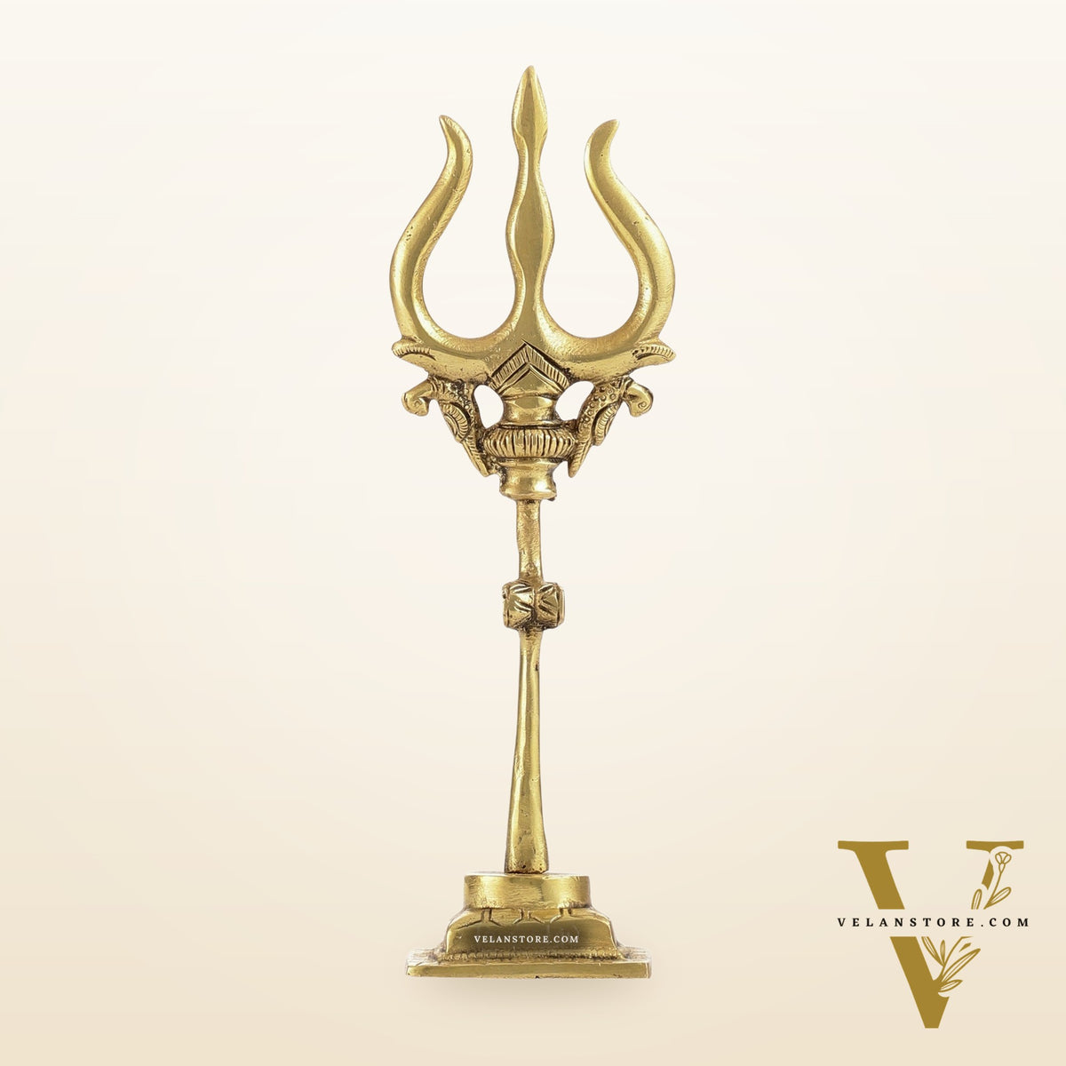 Handcrafted Brass Lord Shiva Trishul with Damru - Perfect for Small Temples