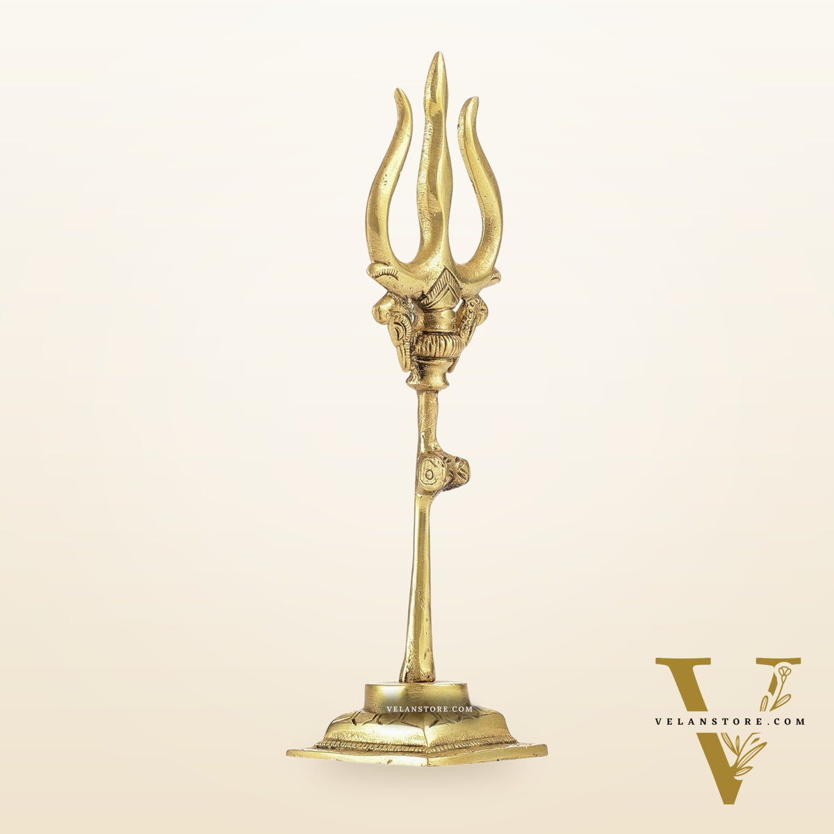 Handcrafted Brass Lord Shiva Trishul with Damru - Perfect for Small Temples