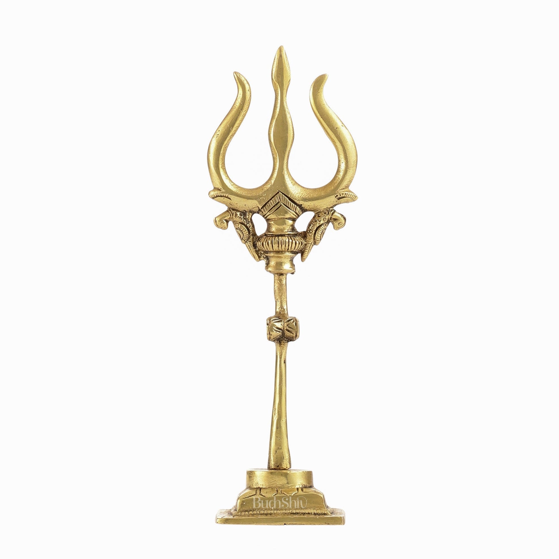Handcrafted Brass Lord Shiva Trishul with Damru - Perfect for Small Temples