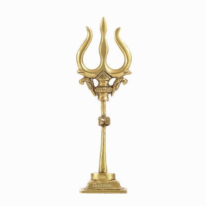 Handcrafted Brass Lord Shiva Trishul with Damru - Perfect for Small Temples