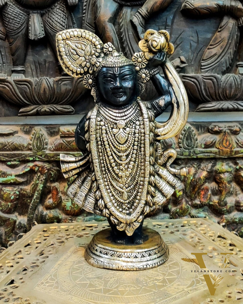 Handcrafted Brass Lord Shrinath Ji Statue | From Nathdwara 13 inch