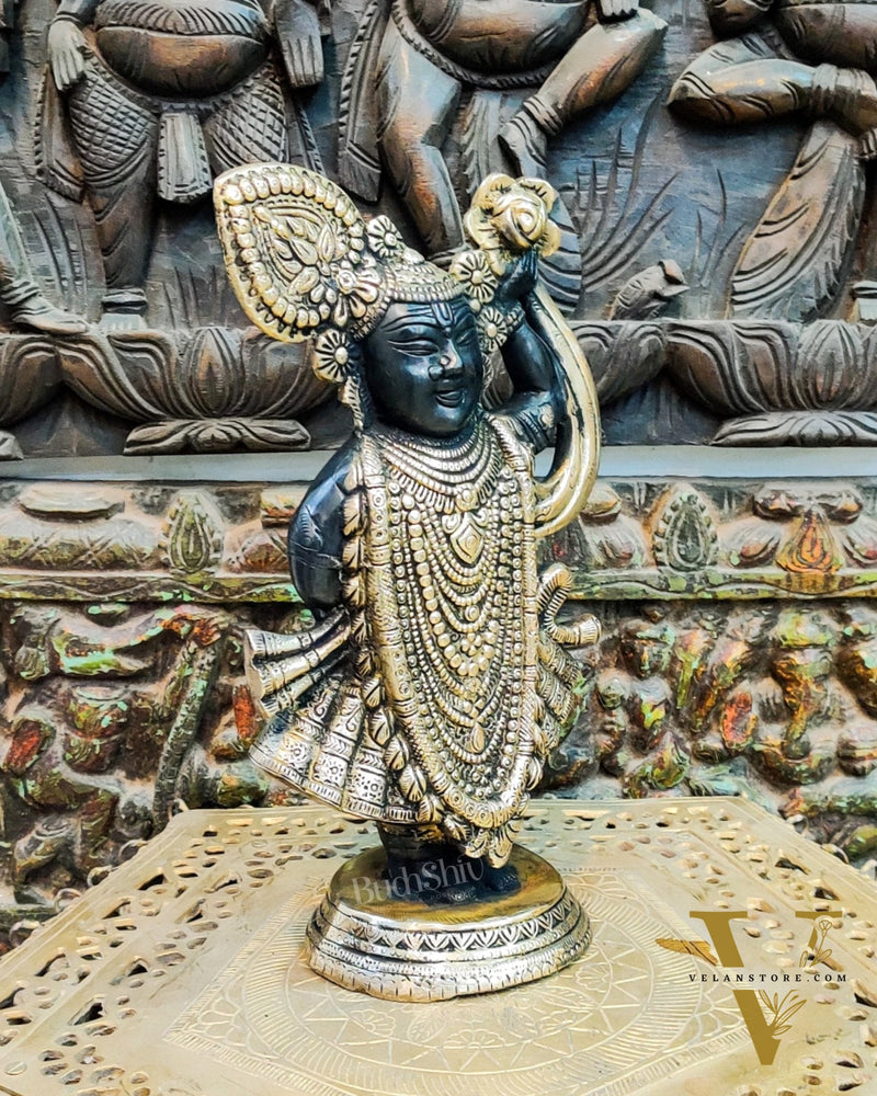 Handcrafted Brass Lord Shrinath Ji Statue | From Nathdwara 13 inch