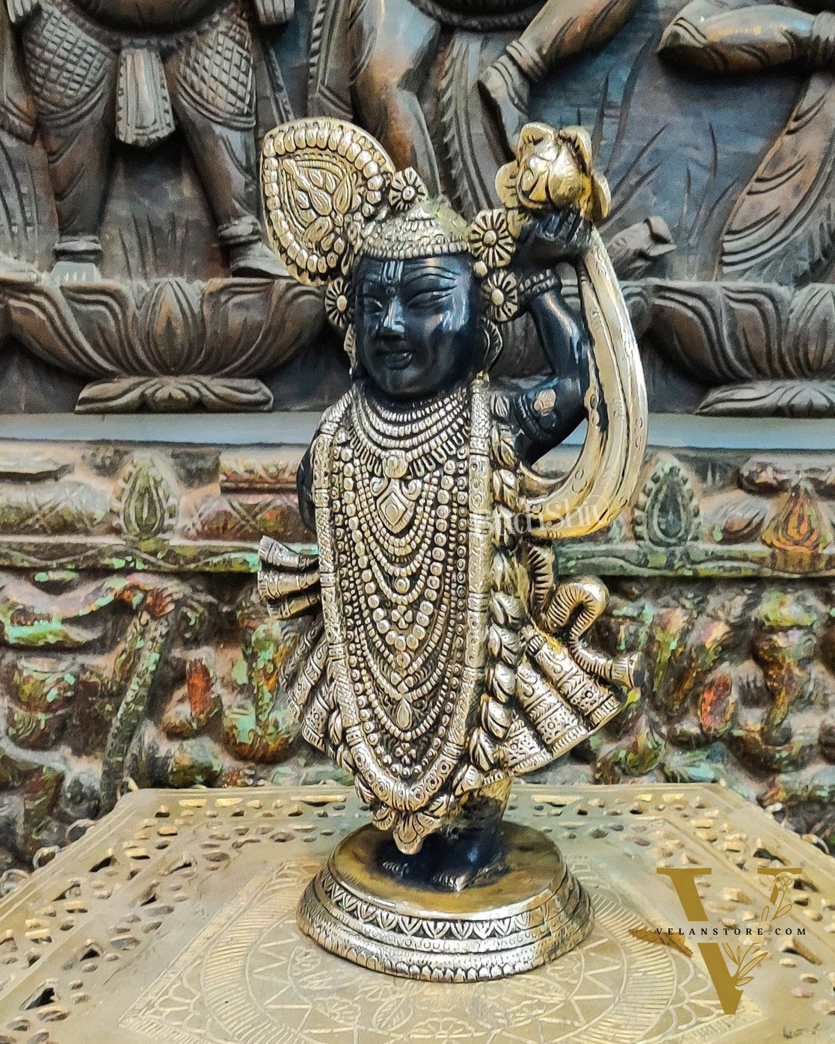 Handcrafted Brass Lord Shrinath Ji Statue | From Nathdwara 13 inch