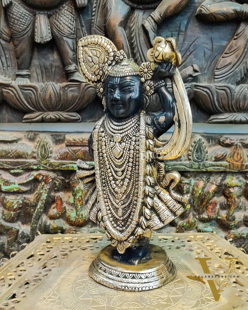 Handcrafted Brass Lord Shrinath Ji Statue | From Nathdwara 13 inch