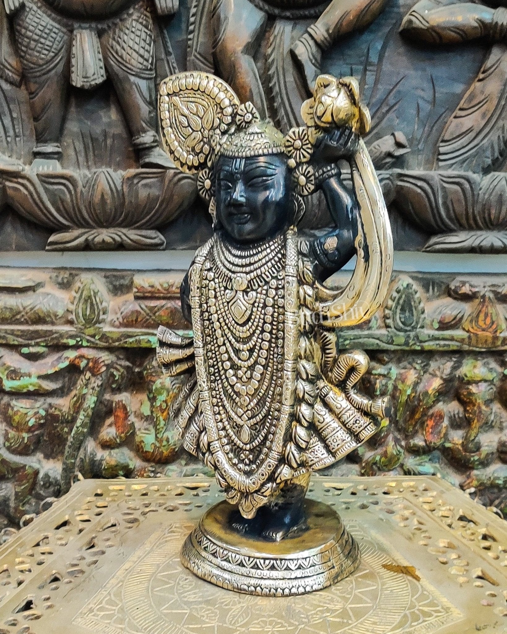 Handcrafted Brass Lord Shrinath Ji Statue | From Nathdwara 13 inch