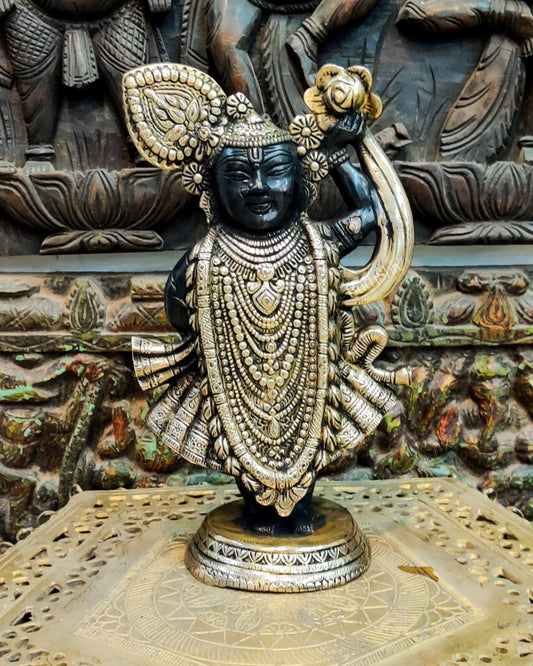 Handcrafted Brass Lord Shrinath Ji Statue | From Nathdwara 13 inch