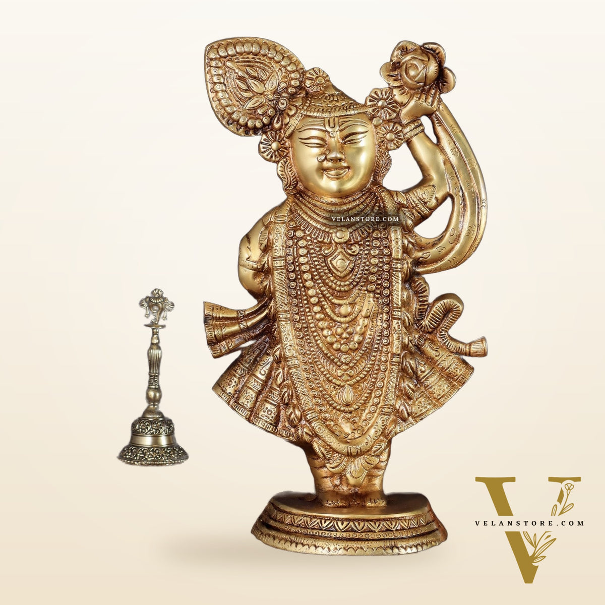 Handcrafted brass Lord Shrinath Ji Statue | From Nathdwara | Height 13 Inch