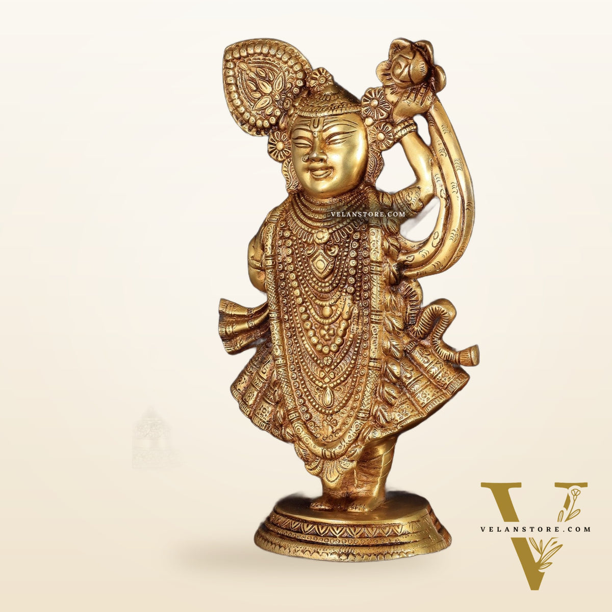 Handcrafted brass Lord Shrinath Ji Statue | From Nathdwara | Height 13 Inch