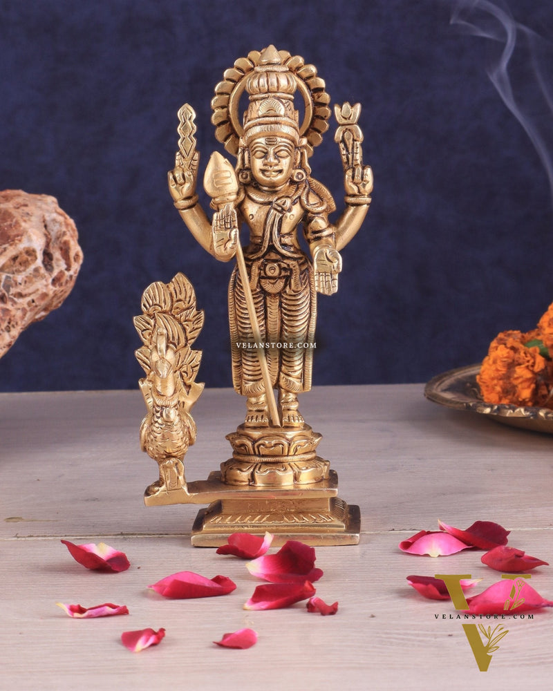 Handcrafted Brass Murugan Idol – 6.5"