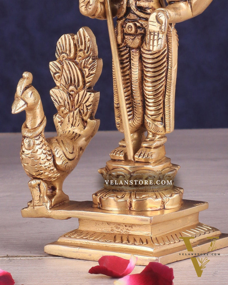Handcrafted Brass Murugan Idol – 6.5"