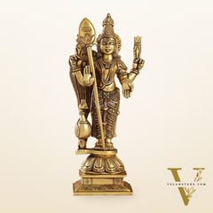 Handcrafted Brass Murugan Lord Kartikeya Statue | 14" Height |