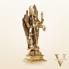 Handcrafted Brass Murugan Lord Kartikeya Statue | 14" Height |
