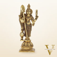 Handcrafted Brass Murugan Lord Kartikeya Statue | 14" Height |