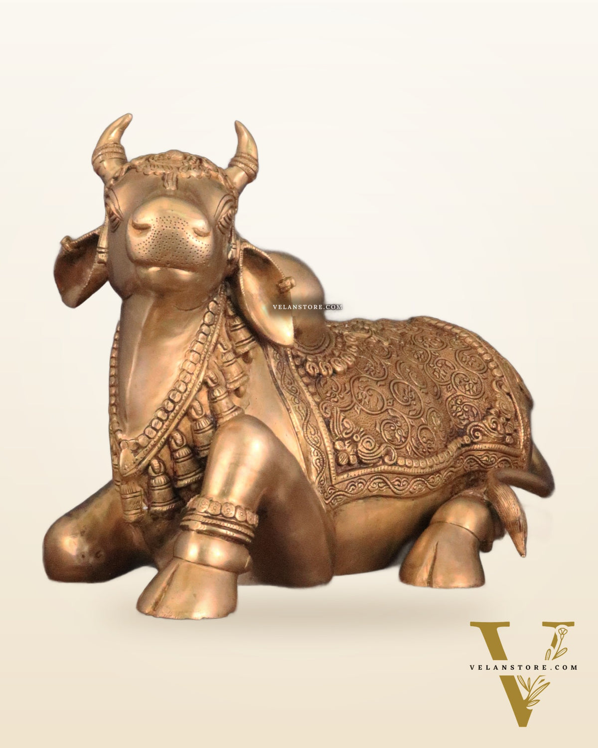 Handcrafted Brass Nandi Idol - 14.5" Height, 21" Width