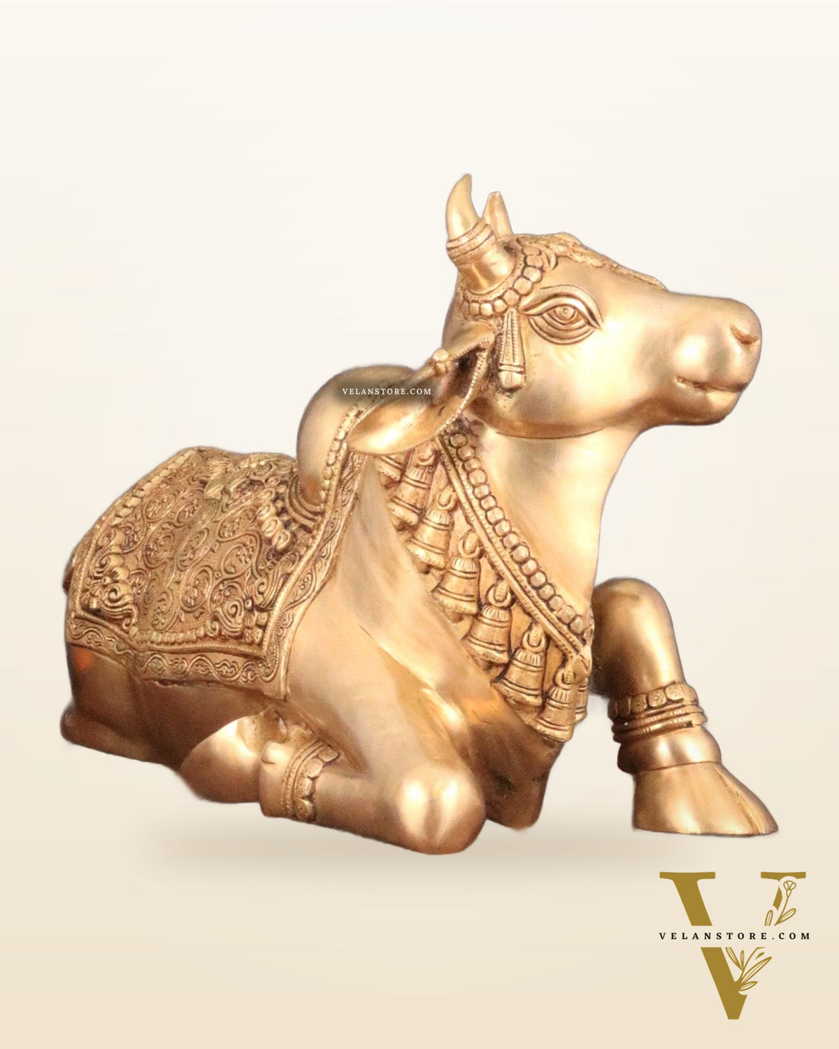 Handcrafted Brass Nandi Idol - 14.5" Height, 21" Width