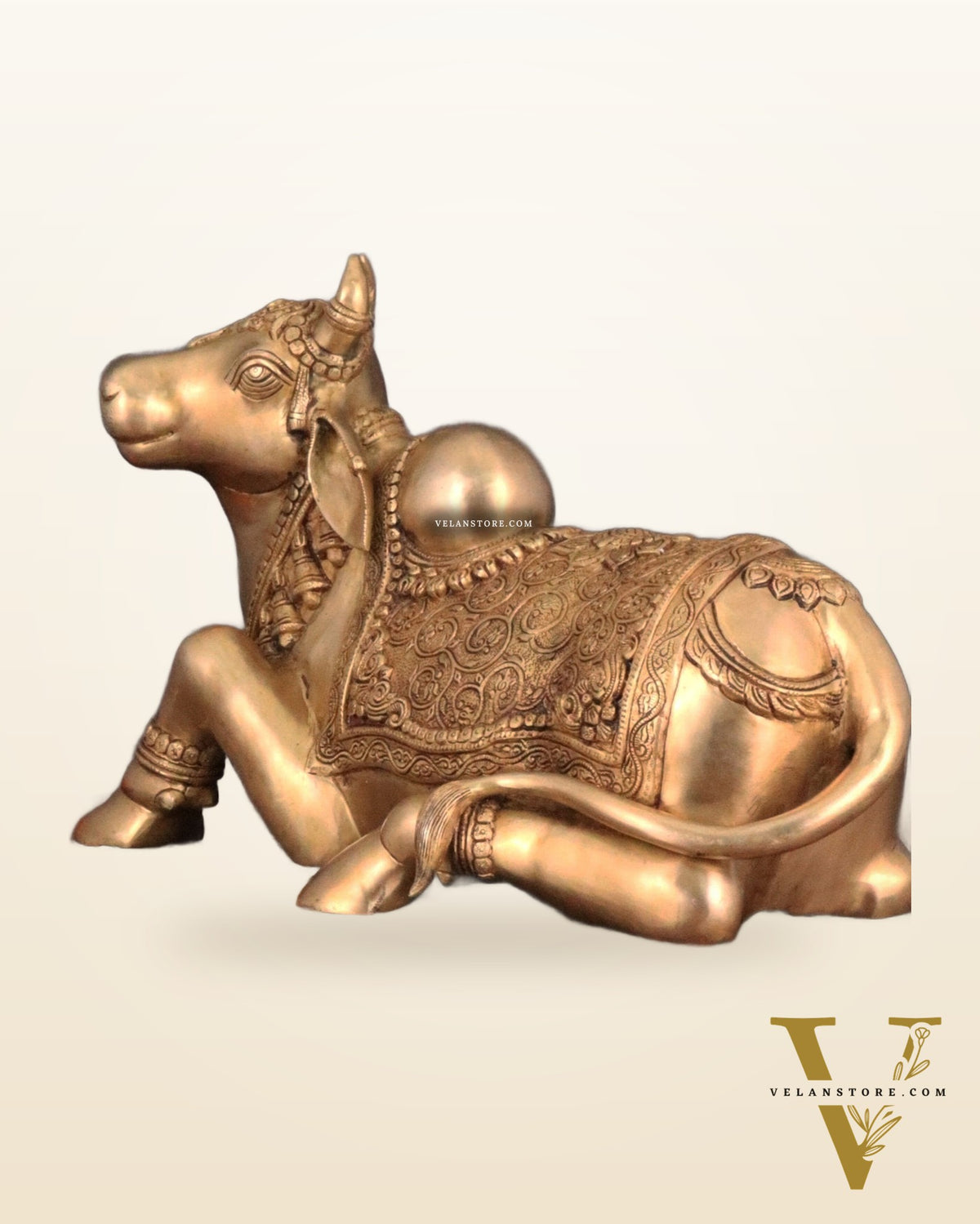 Handcrafted Brass Nandi Idol - 14.5" Height, 21" Width