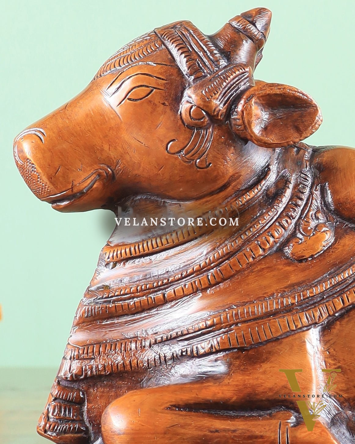Handcrafted Brass Nandi Statue copper tone 8"
