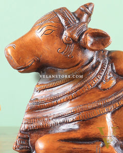 Handcrafted Brass Nandi Statue copper tone 8"