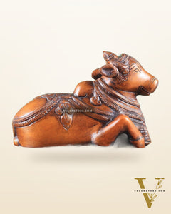 Handcrafted Brass Nandi Statue copper tone 8"