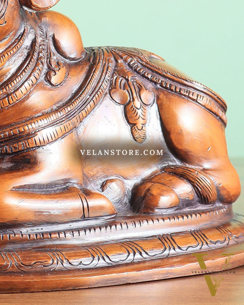 Handcrafted Brass Nandi Statue copper tone 8"
