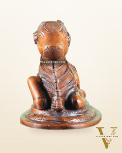 Handcrafted Brass Nandi Statue copper tone 8"