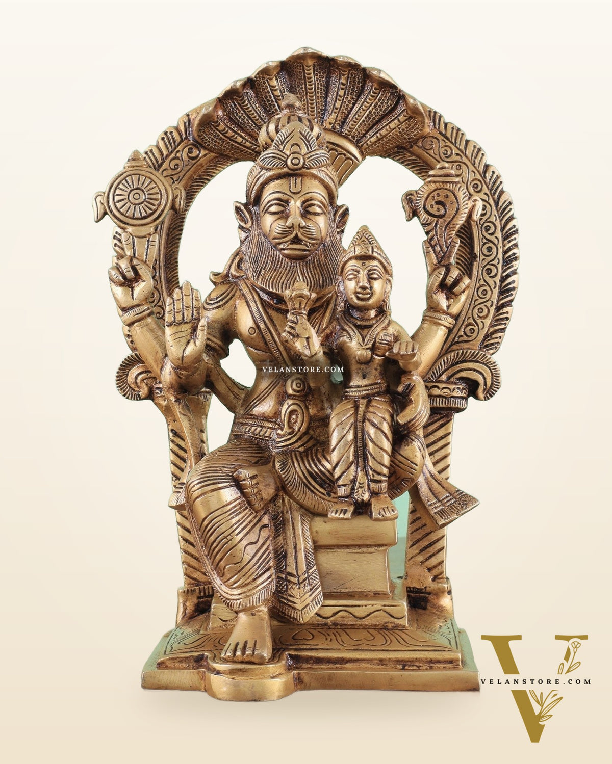 Handcrafted Brass Narsimha Lakshmi Statue | 8" Height