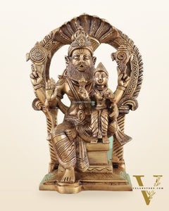 Handcrafted Brass Narsimha Lakshmi Statue | 8" Height