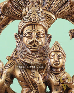 Handcrafted Brass Narsimha Lakshmi Statue | 8" Height