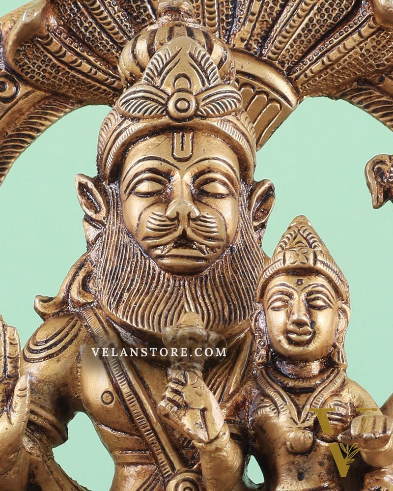 Handcrafted Brass Narsimha Lakshmi Statue | 8" Height