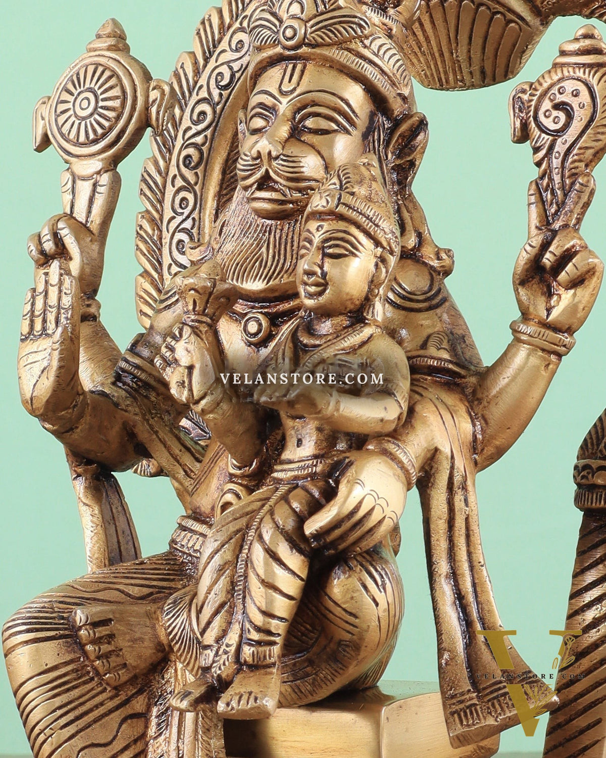 Handcrafted Brass Narsimha Lakshmi Statue | 8" Height