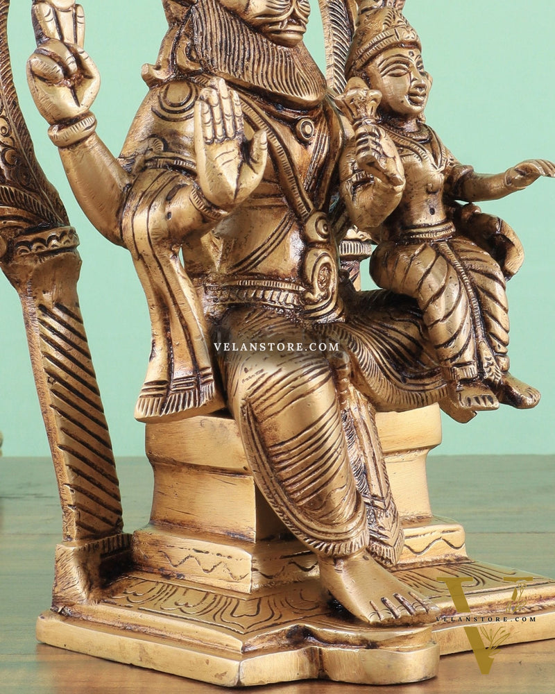 Handcrafted Brass Narsimha Lakshmi Statue | 8" Height