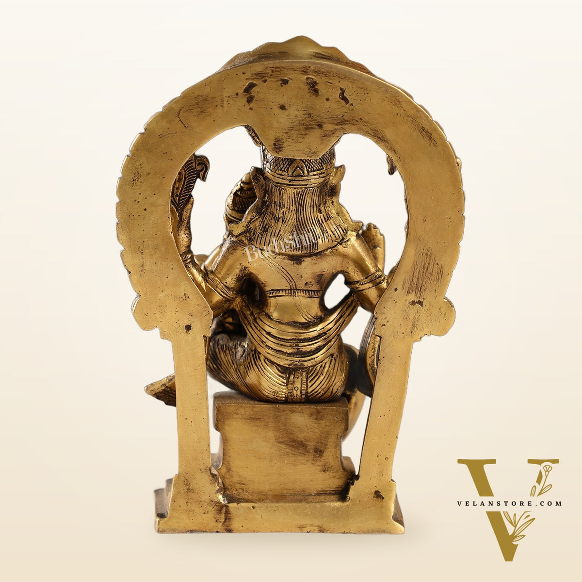 Handcrafted Brass Narsimha Lakshmi Statue with Antique Burnt Brass Finish | 8" Height