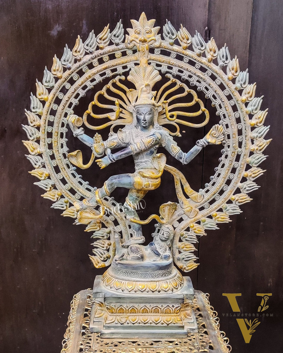 Handcrafted Brass Nataraja Statue | 30" Height | Sandstone Antique Finish