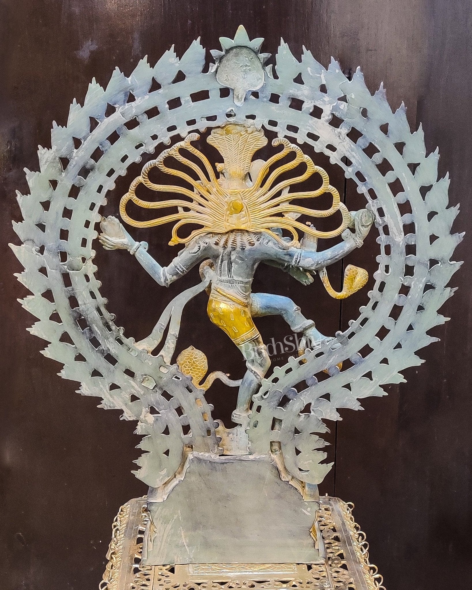Handcrafted Brass Nataraja Statue | 30" Height | Sandstone Antique Finish