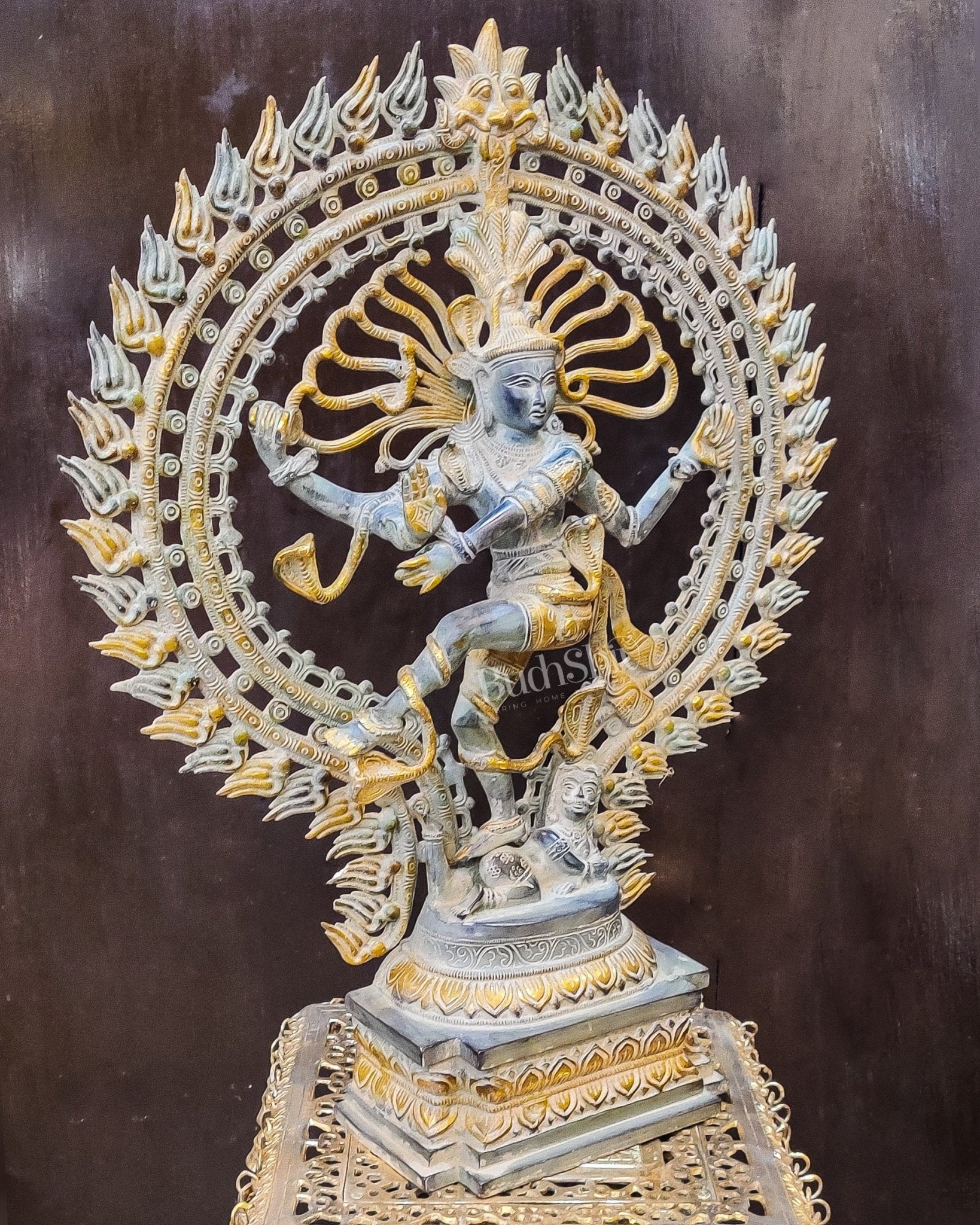 Handcrafted Brass Nataraja Statue | 30" Height | Sandstone Antique Finish
