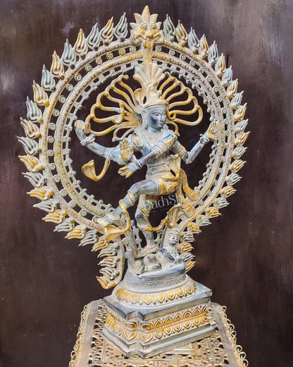 Handcrafted Brass Nataraja Statue | 30" Height | Sandstone Antique Finish