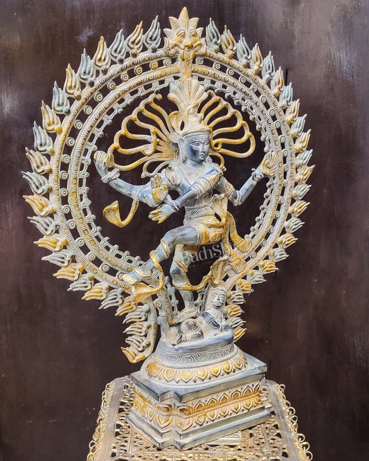 Handcrafted Brass Nataraja Statue | 30" Height | Sandstone Antique Finish