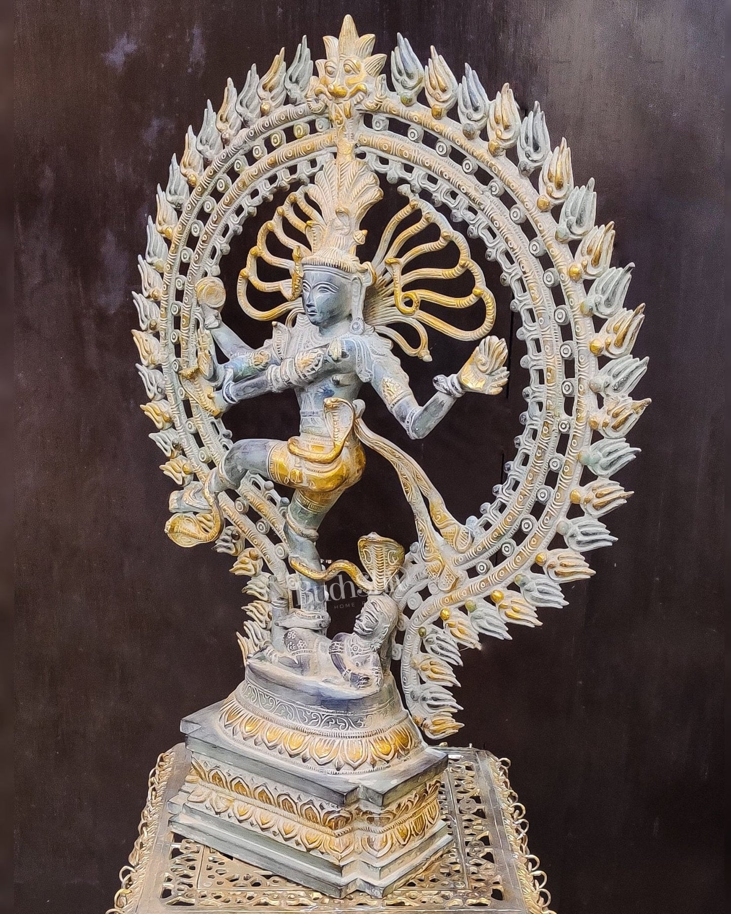 Handcrafted Brass Nataraja Statue | 30" Height | Sandstone Antique Finish