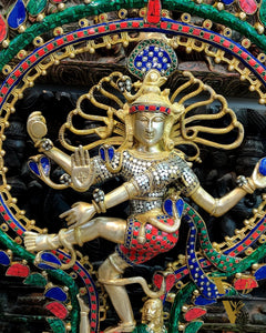 Handcrafted Brass Nataraja Statue | 30" Height | Stonework Detailing
