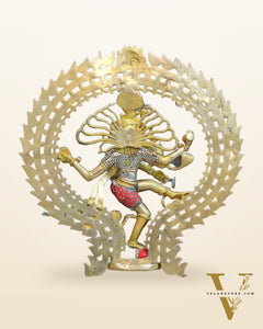 Handcrafted Brass Nataraja Statue | 30" Height | Stonework Detailing
