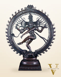 Handcrafted Brass Nataraja Statue - Height 36" Chola Black tone