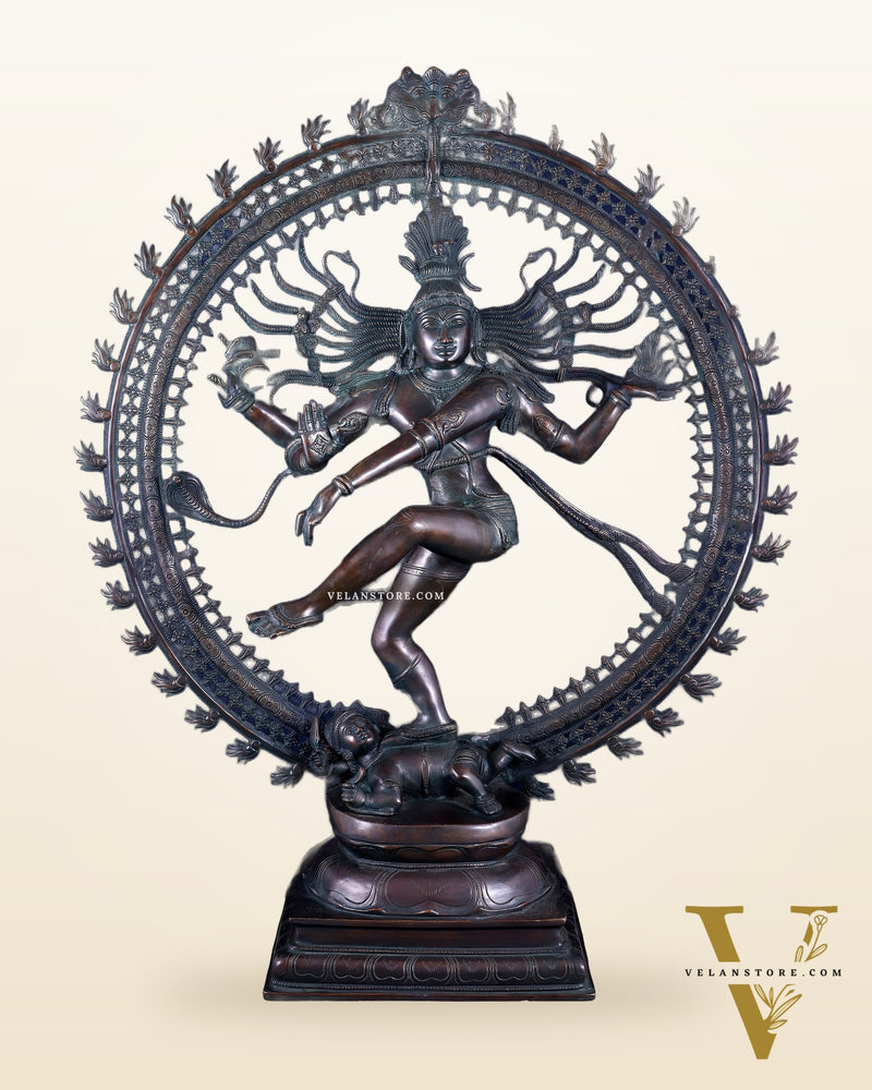 Handcrafted Brass Nataraja Statue - Height 36" Chola Black tone
