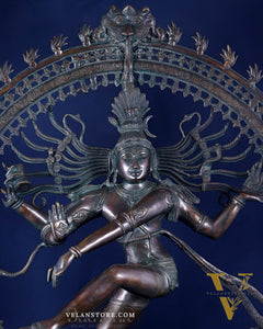 Handcrafted Brass Nataraja Statue - Height 36" Chola Black tone