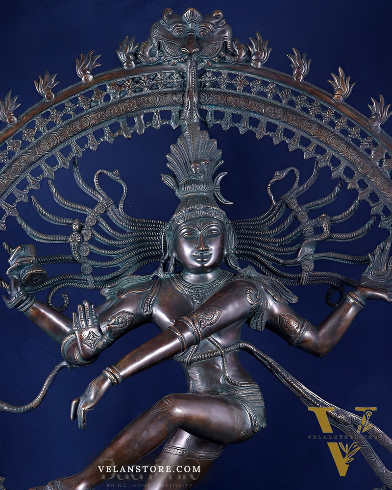 Handcrafted Brass Nataraja Statue - Height 36" Chola Black tone