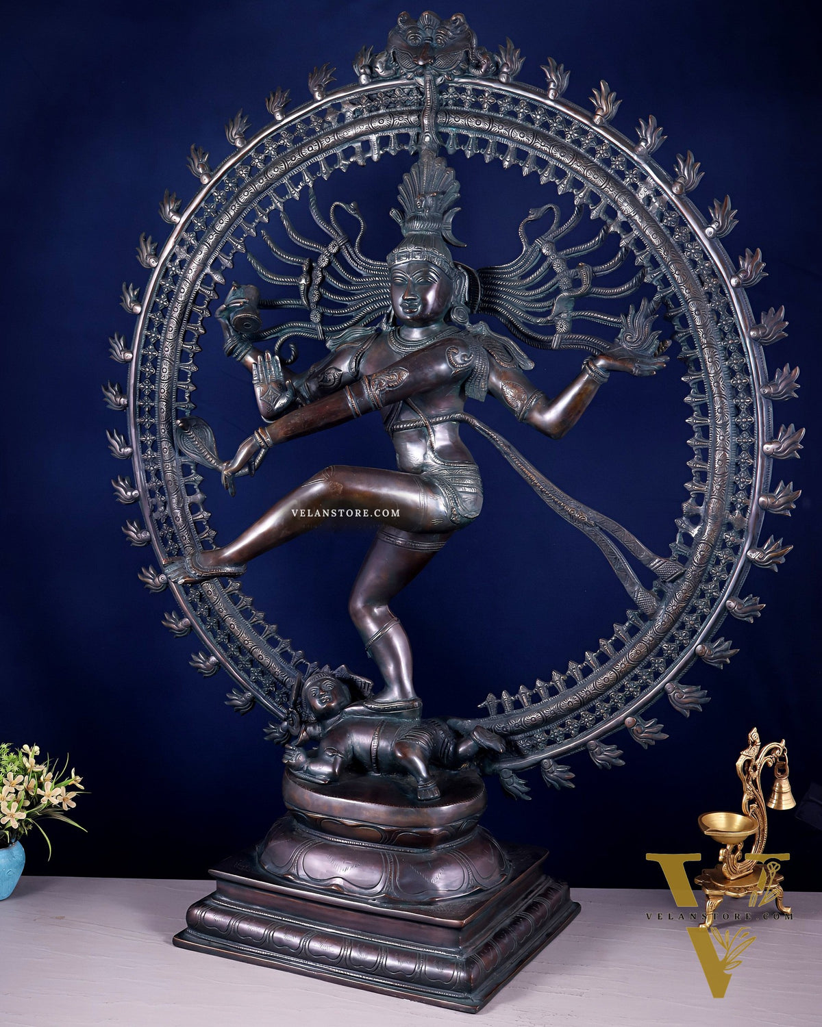 Handcrafted Brass Nataraja Statue - Height 36" Chola Black tone