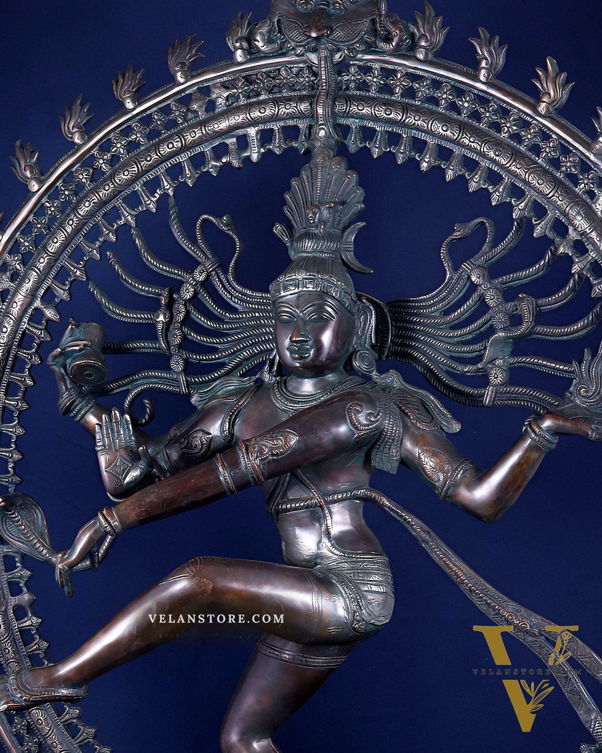 Handcrafted Brass Nataraja Statue - Height 36" Chola Black tone