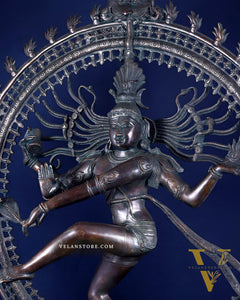 Handcrafted Brass Nataraja Statue - Height 36" Chola Black tone