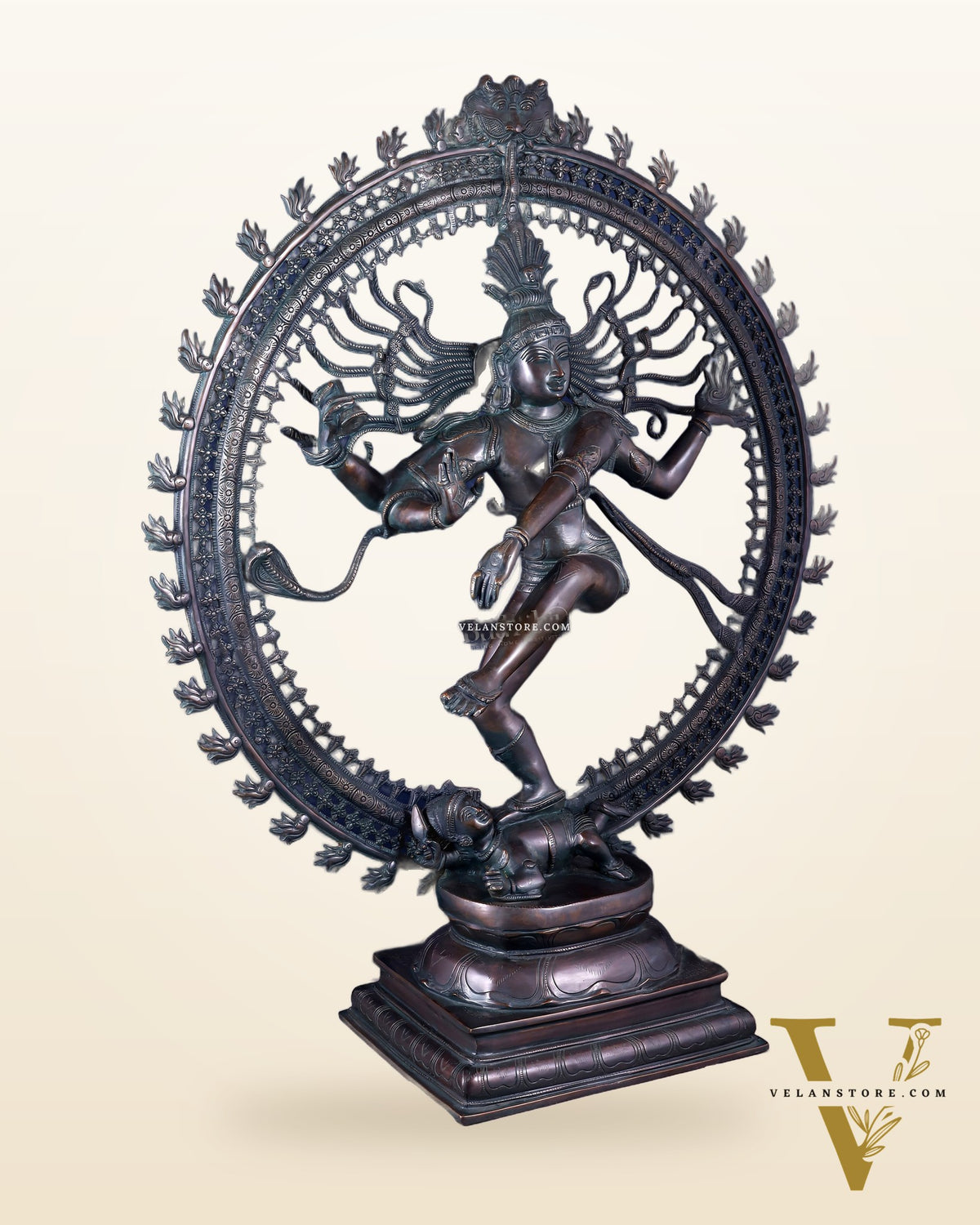 Handcrafted Brass Nataraja Statue - Height 36" Chola Black tone
